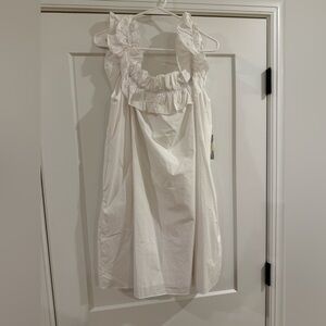 Elegant White Ruffled Women's Dress